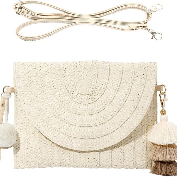 Lightweight Envelope Straw Bag - Chic Crossbody for Summer Events & Casual Days - Picture 1 of 7
